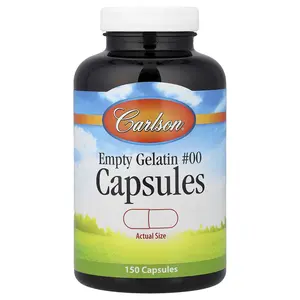 Carlson Empty Gelatin Capsules #00, 150 Capsules