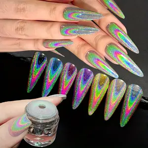 Laser Silver Nail Powder Rainbow Aurora Colors Holographic Acrylic Glitter Chrome Pigment DIY Manicure Accessories Home Use