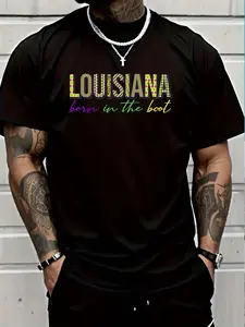 100% Cotton Born in the Boot Tee Louisiana State New Orleans Mardi Gras T-Shirt Men's Women's vintage Summer vacation tops Graphic Tee