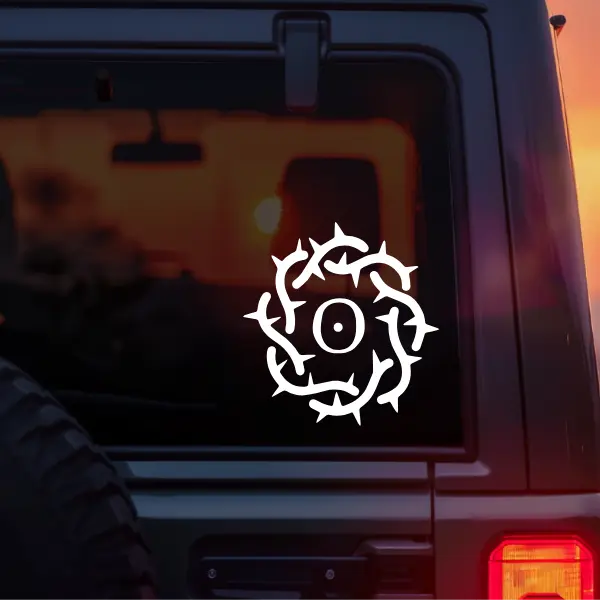 Bad Omens Crown of Thorns “O” Symbol Vinyl Car Decal – Finding God Before God Finds Me Inspired Thorn Circle Logo Sticker for Car Window Laptop Tumbler Alternative Metal Fan Gift