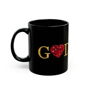 God-Themed Black Mug, 11oz Sturdy Ceramic Drinkware for Coffee and Beverages Reusable, Washable Cup for Daily Use and Spiritual Inspiration