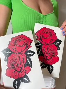 Red Rose Car Decals – Set of 2 | 8.5x5.7” Premium Vinyl Stickers | Unique Artistic Floral Design – Weatherproof Car Accessories for Doors, Hoods & Windows