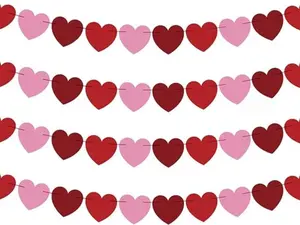 Valentines Day Decorations - Heart Valentines Garland - 40 Pack Valentine's Day Backdrop Banner Valentine's Day Accessories Party Favors for Door Wall Classroom School Home-Valentines Day Decor