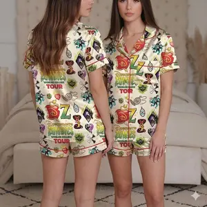 Descendants Zombies 4 Tour Satin Pajamas, Fun Descendants Cartoon Silk Sleepwear for Birthday Gift