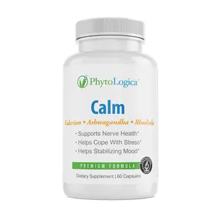 PhytoLogica Calm Premium Formula - 60 Capsules with Valerian Ashwagandha & Rhodiola for Stress Relief & Sleep Quality Support