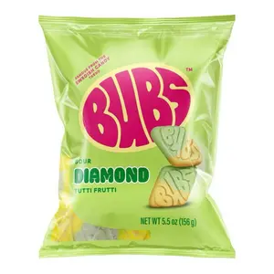 Bubs Sour Diamond Tutti Frutti Flavor Swedish Candy 1 Bag 5.5 oz Green Packaging Sweet & Sour Treats
