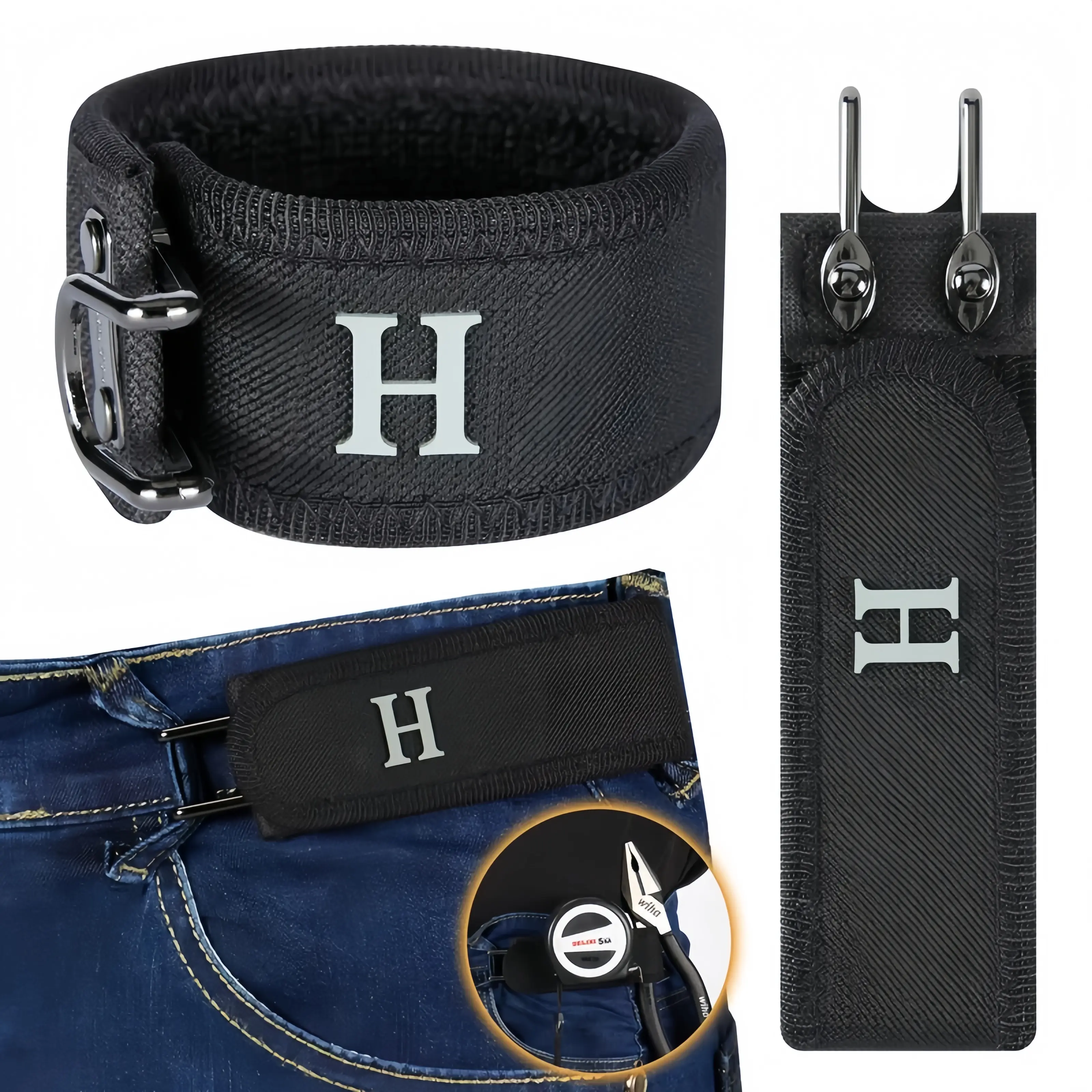 Stretchy Elastic Belt with Vintage Buckle, Faux Leather, Adjustable Fit Women main image 2