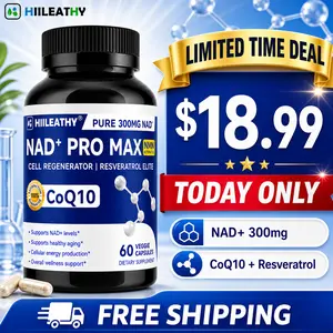 HIILEATHY NAD+ PRO MAX | 300mg NAD+, CoQ10 & Resveratrol | Dietary Supplement | Made in USA