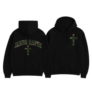 Christian Jesus Saves Hoodie - Camo Cross Design with Philippians 4:13 Verse for Men, Women, and Children - Menswear, Classic Embroidered Love