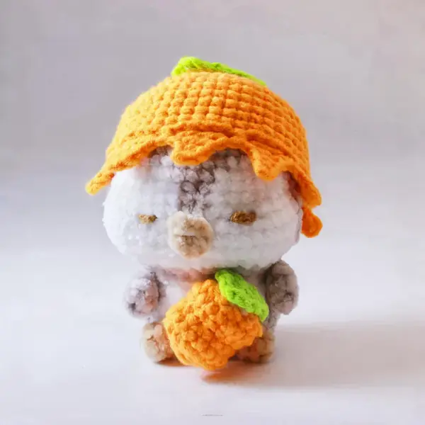Penguin Orange Crochet Penguin Amigurumi with Persimmon Hat Crochet (Handmade goods will be made by hand so the production time will be a little longer)