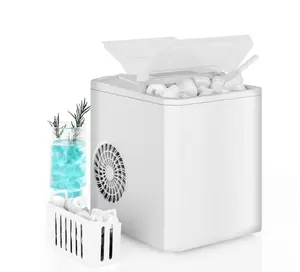 Countertop Ice Maker, 9pcs in 6 Mins, 26lbs/24H ,Bullet Ice Maker with Ice Scoop and Basket, White