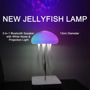 2026 Large Jellyfish Lamp with Top Projector, RGB Ambient Light, Noise Speaker, 13cm Dynamic Tentacles, Desktop Lamp, Gift for Kids and Women