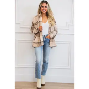 Joplin Plaid Teddy Shacket: Mocha Multi