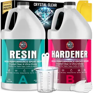 Epoxy  - Ultra-Gloss 1 Gallon Kit,  Clear, Self-Leveling, UV &  Resistant  Kit for Art, , Tables & Countertops, Easy 1:1 Mix, DIY Crafts