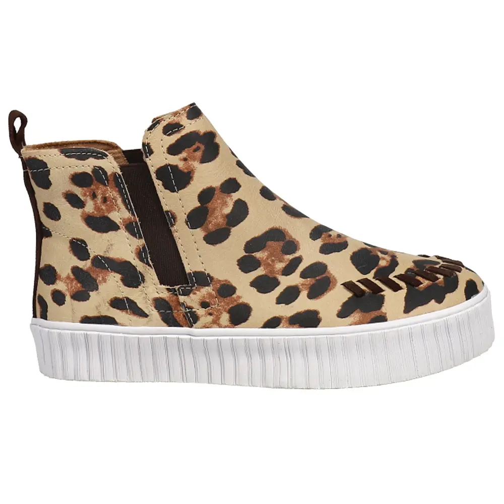 Justin Boots Womens Reba X Justin Broadway Leopard High Slip On Sneakers Shoes Casual - Brown