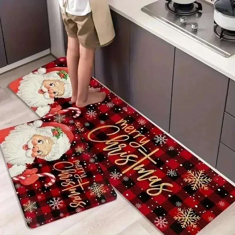 Santa Claus Design 2-Piece Christmas Kitchen Set, Christmas Decor, Festive Holiday Home Accent for Kitchen Atmosphere Boost, Two-Piece Set