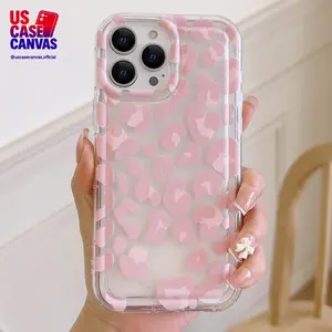 New Pink Leopard Air Cushion Shockproof Transparent Mobile Phone Case Suitable for iphone13 16 14 15 12 11 xs xsmax plus pro max Protective Shell - Couple Mobile Phone Case Protection Protector Cover for boy girl and friend Smartphone Cellphone Casing