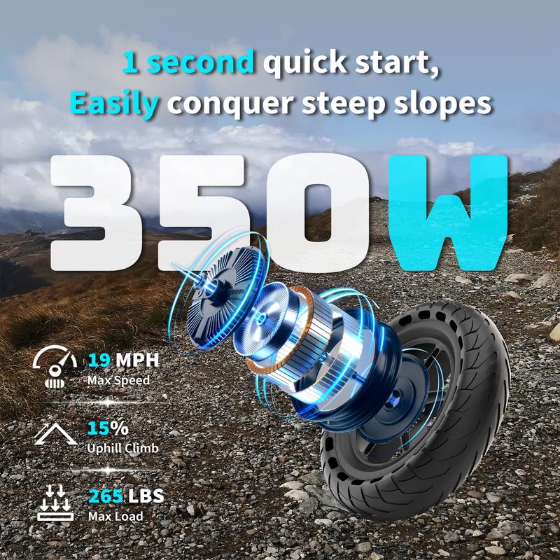 350W Electric Bicycle, LED display, 8.5-inch puncture-resistant tires, top speed 19 mph, range 16/28 miles, equipped with LED lights for portable commuting