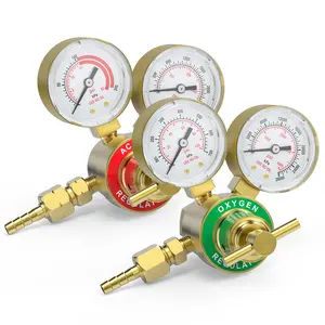 YESWELDER Acetylene & Oxygen Regulator Set | CGA200 & CGA540 Welding Cutting Gas Gauges | 9/16"-18 Outlet, 1/4" Hose Connector