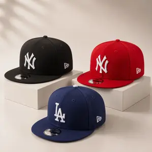 New Era MLB Snapback Hat Collection – NY LA Yankees Atlanta Braves St Louis Cardinals Caps, Adjustable Flat Brim Baseball Hats, Classic Black Red Colorways, Streetwear Gorras Style, Unisex Urban Fashion Headwear