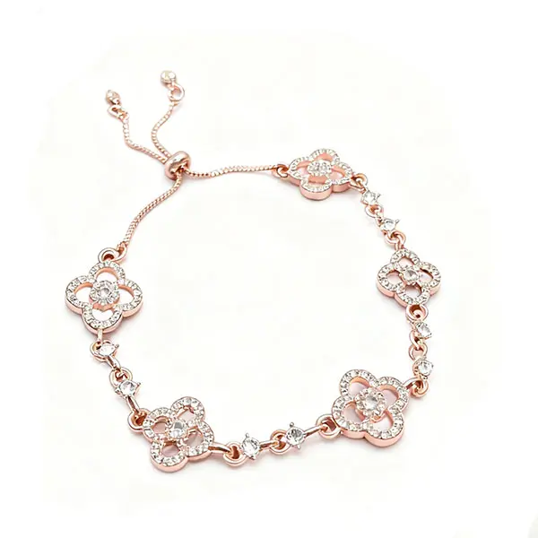 Rose Gold Clover Bracelet Clover Bracelet,Gold Plated Clover Copper Bracelet Shining 18K Gold Plated Jewelry for Women Gifts