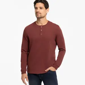 Burgundy Long Sleeve Pima Cotton Henley