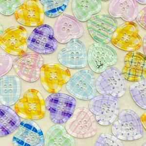 Heart-Shaped Resin Buttons DIY Clothing Accessories, Pack of 20 Mixed Colors, Handmade Sewing Supplies for Crafts & Decorations