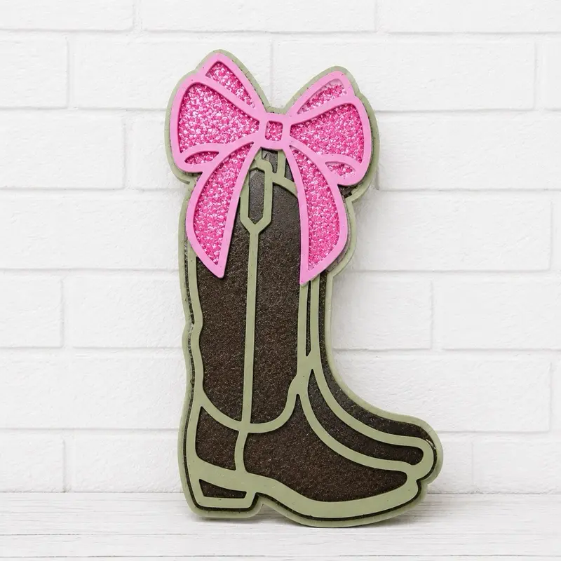 Pink Bow Cowboy Boot Car Freshie – Western Glitter Car Air Freshener