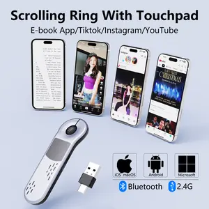 Bluetooth-2.4G Dual-Mode Air Finger Ring Mouse, Wireless Remote Control for PowerPoint Page Turning, Web Browsing, Tech Accessories Compatible with iOS, MacOS, Android, Windows