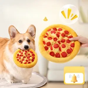 Dog chew toy that makes sounds, pizza-shaped interactive training toy, durable pet dental chew toy