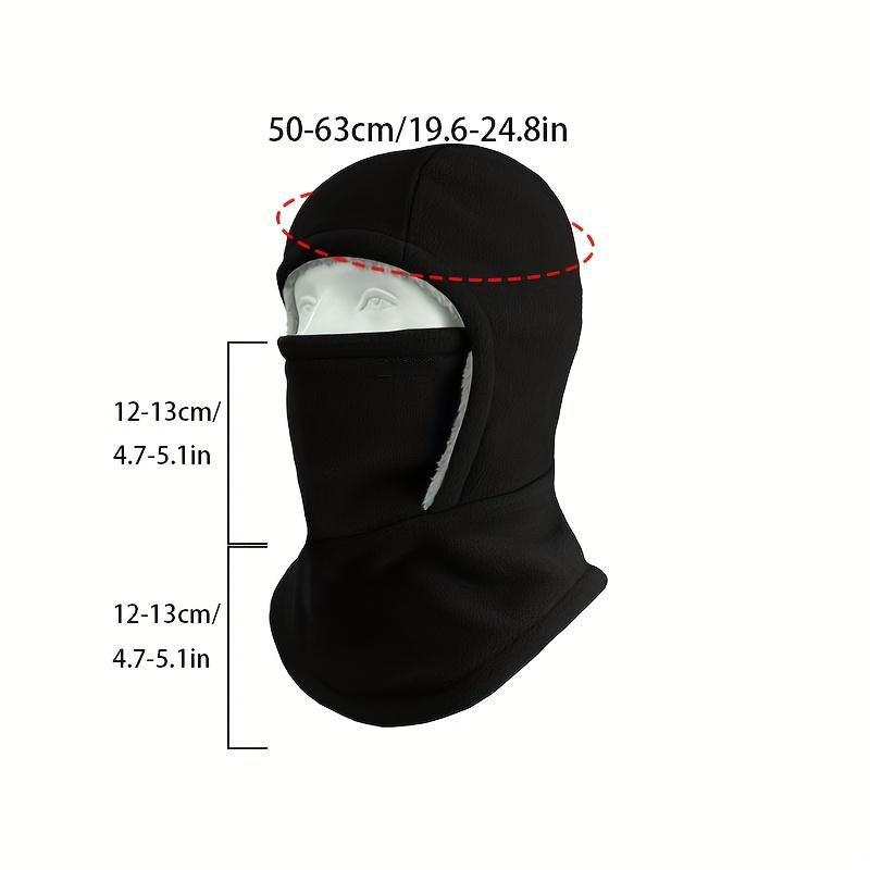 2-piece winter warm 2-in-1 hat and face mask – windproof, thick fleece lining, suitable for cycling, running, skiing, machine washable, black.