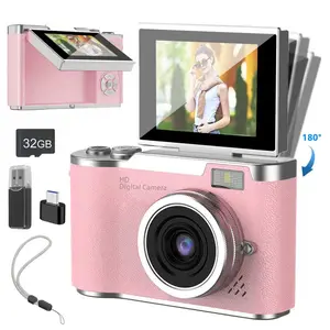Foldable Screen Student Camera, 1 Count Retro CCD Card Machine, Entry-level Digital Camera, 1080P High Built-in Games & Filter Functions Camera, Mini Vlogging Camera, Portable Beginner Digital Camera, Portable Handheld Camera