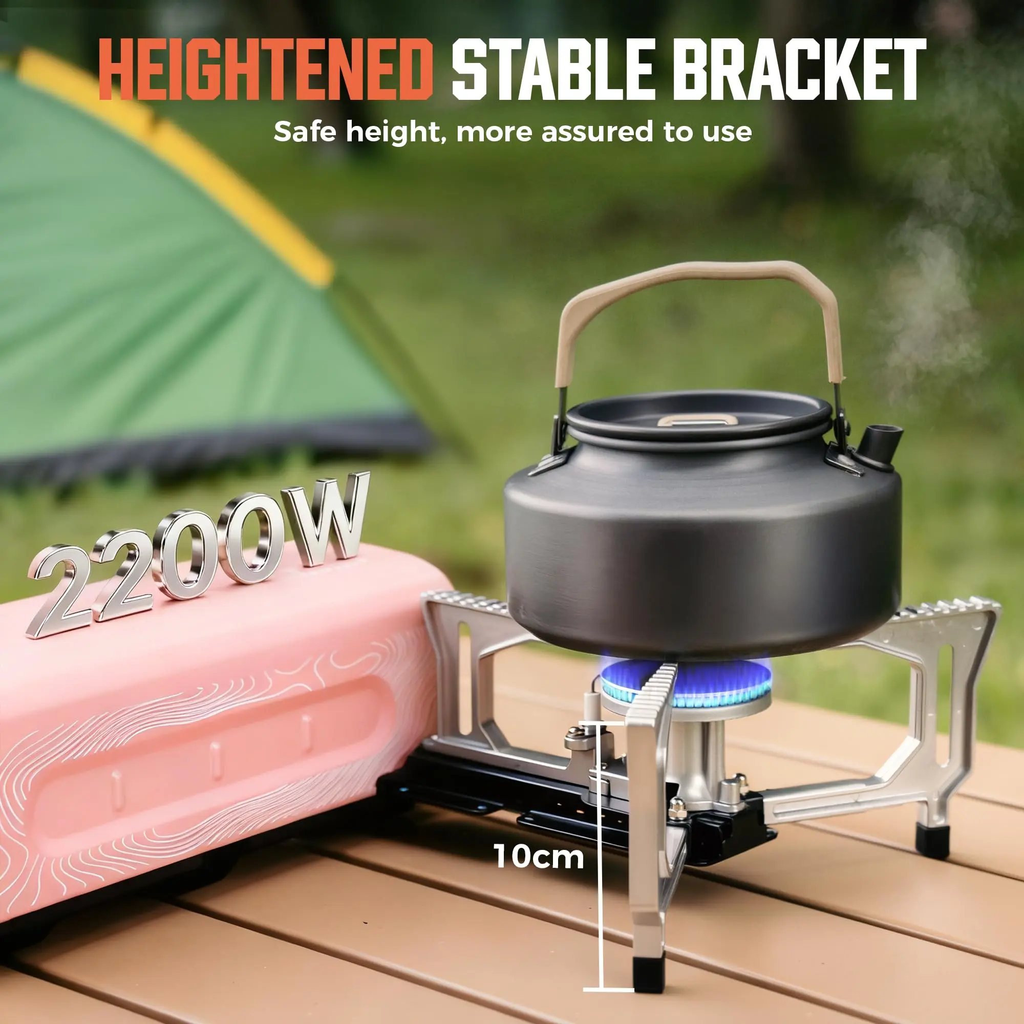 【Back to School】Folding Butane Camping Stove, 7500 BTU 2200W Portable Compact Gas Stove, Gas Grill Burner with Cast Iron-Copper & Aluminium Construction, Carry-Bag Ready for Camping, Backpacking Outdoor Cooking, Tailgating, RV