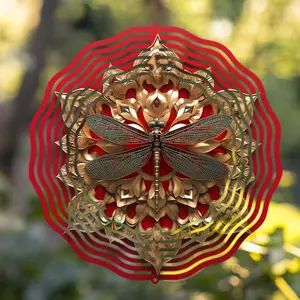 Metallic Dragonfly Design Wind Chime, 10 Inch Hanging Decor, Outdoor Garden Yard Decoration, Suitable for All Seasons