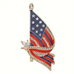 President's Day Women's Flag Brooch Alloy Enamel with Rhinestones American Flag Design Election Day Special Gift for the 250th Anniversary of the United States of America
