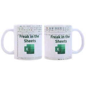 Funny Excel Coffee Mug Freak In The Sheets Mug Spreadsheet Excel Cup Gifts for CPA CFO Coworkers Accounting Boss Friends Novelty Gifts for Birthday Christmas New Year Men Women Drinkware Tumbler Reusable Washable Ceramic