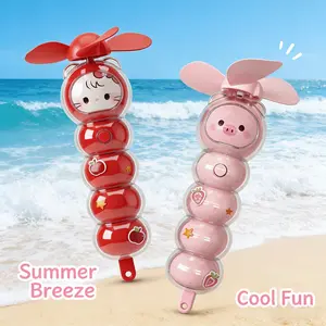 Set of 2 Small Handheld Fans Designed Like Candied Haws