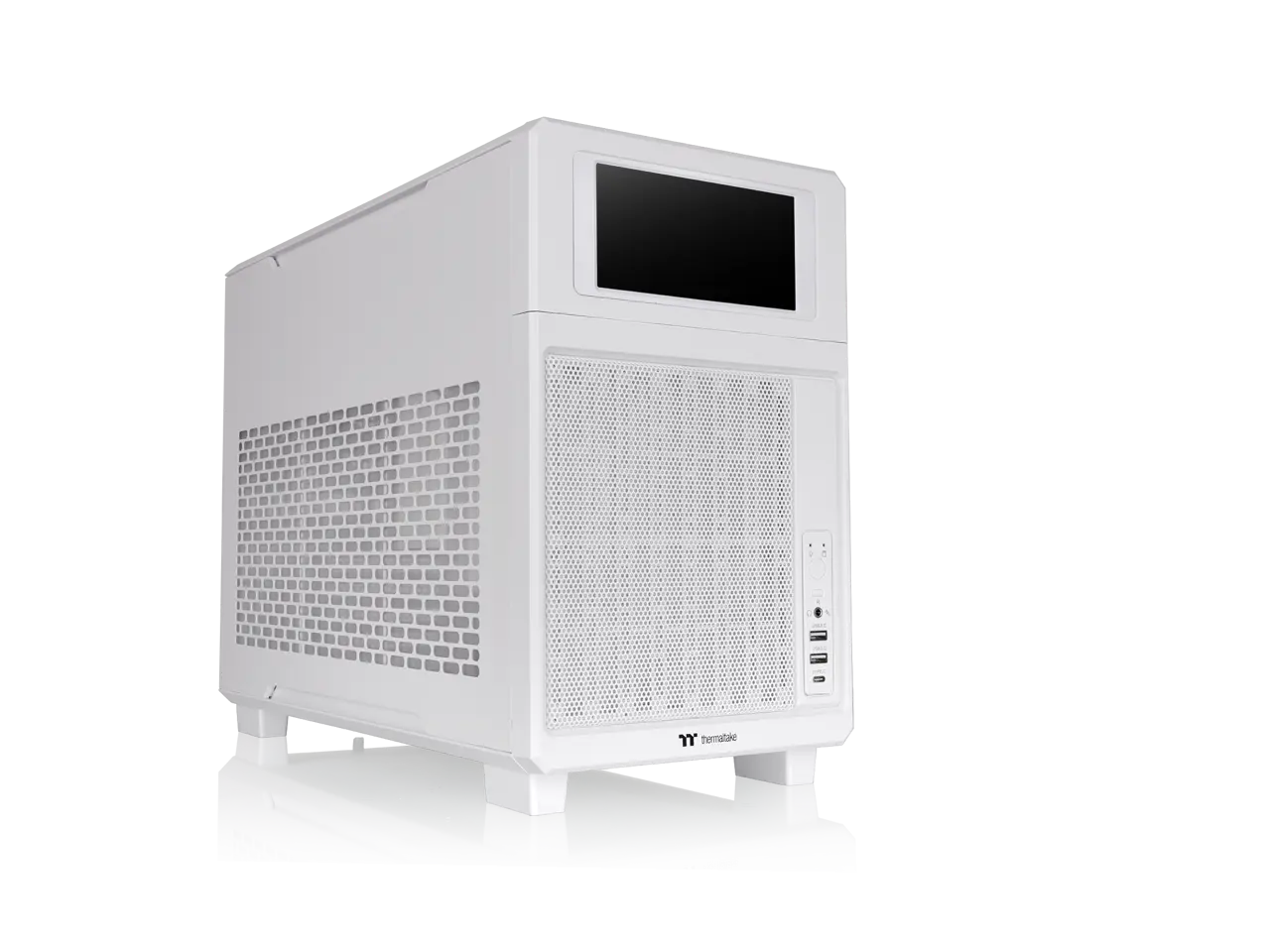 Thermaltake TR200; Preinstalled 6.0 Inch LCD Screen; Micro Chassis; 1x120mm PWM Fan Included; mATX/mITX Support; 360mm Radiator Support; 365mm GPU Clearance; 258mm PSU; 175mm Air Cooler; Snow