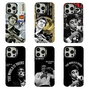 S-Scarface Tony Montana Phone Case Gangster Movie Aesthetic Compatible for iPhone 17 16 15 14 13 12 11 and for Samsung S21-S25  Perfect Gift for Her/Him