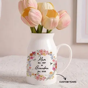 CUSTOM Years be New Grandma Flower Vase, Mothers Day Ceramic Vases for Nana, Pregnancy Announcement, Gift for Mom from Daughter