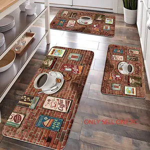 [Popular Choice]1pc, home decoration, bathroom floor mats, bathroom anti-skid mats, kitchen decoration, kitchen floor mats, Boho Kitchen Rug, coffee pattern floor mats, Bohemian theme floor mats, soft and comfortable, and can relieve fatigue.