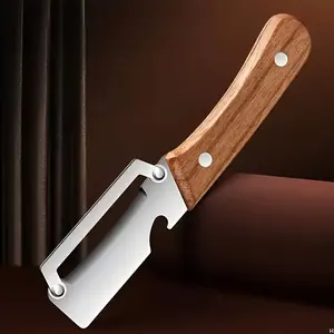 3pcs Heavy-Duty Stainless Steel Peeler with Wooden Handle & Straight Blade - Suitable for Sugarcane, Fruits, Vegetables, for, Commercial Use, Durable Peeling for, Parties, Picnic - Easy Peel Design