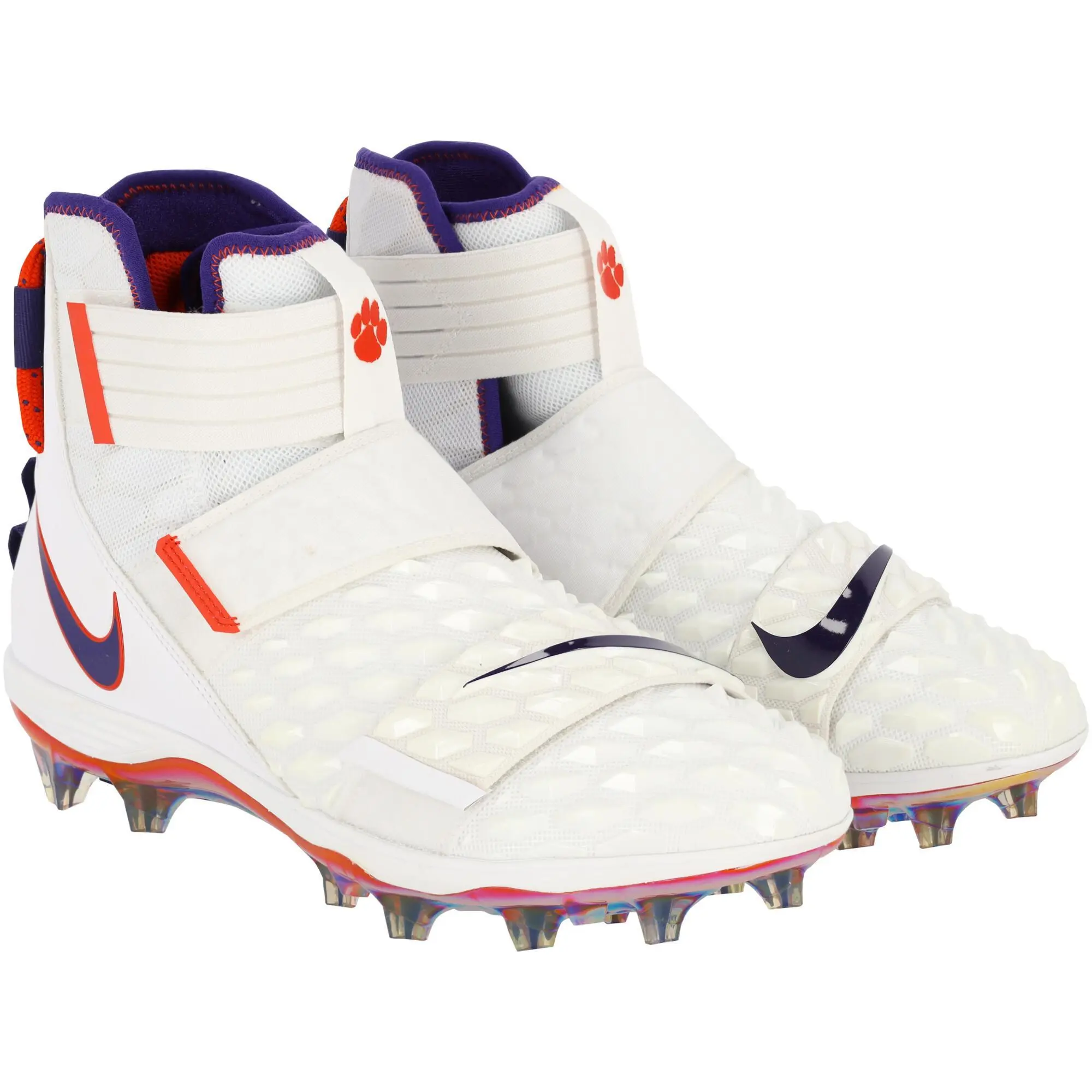 Clemson Tigers Team-Issued White and Purple Savage Cleats from the Football Program - Size 16 - Fanatics Authentic Certified - College Memorabilia