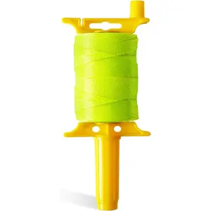 Line with Handle, Reloadable Reel, #18 Braided Nylon Line, 600 Feet of High Strength Nylon Line for Gardening, Masonry Tools, Kite Twine, Fluorescent Yellow
