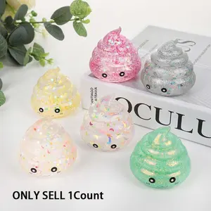 Novelty Squishy Poop Stress Ball, Glitter Poops Sensory Joke Prank Toy, Anxiety Relief Squeeze Fidget Toy, Fun Poop Shape for All Ages