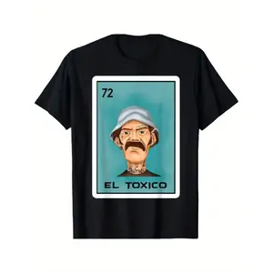 100% Cotton Summer t Shirts El Toxico Card Mexican Lottery Card T-Shirt