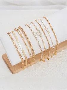 9 Piece Knot Bracelet Set with Rhinestone Chains, Stackable bracelets, Stackable Dainty Jewelry for Women, Adjustable Links for Wrist, Boho & Minimalist INS Style, Gift for Girls, Birthday, Valentine's Day, Suitable for Daily Wear