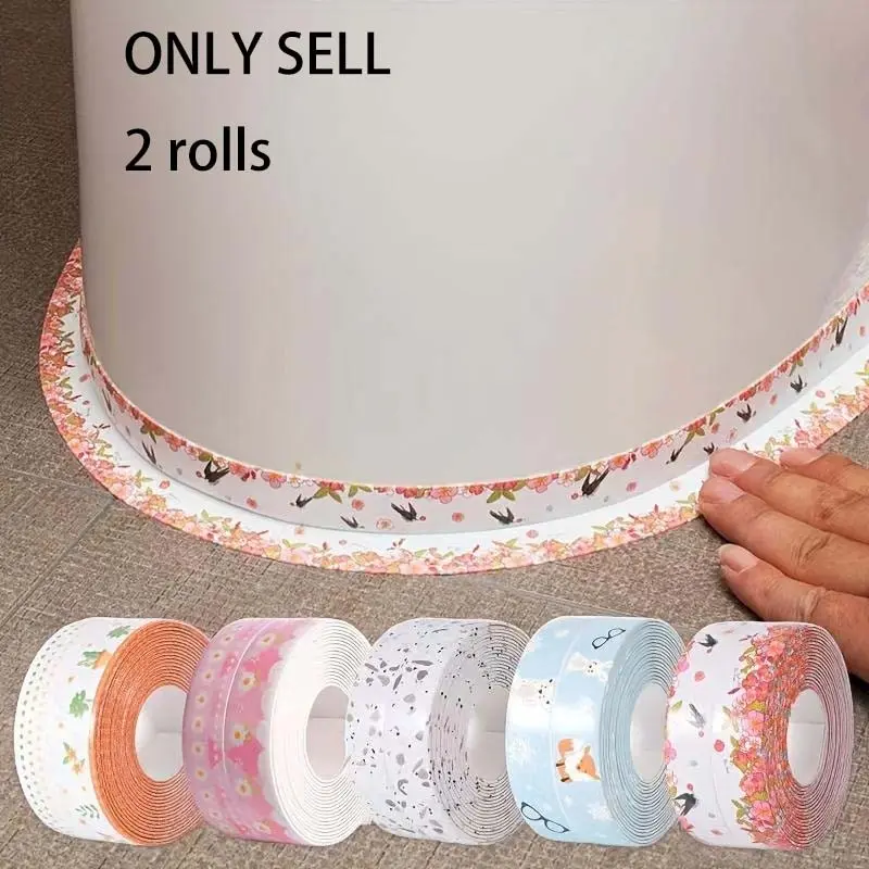 2rolls Waterproof Anti-mildew Toilet Caulk Strip, Self Adhesive 1.5 Inch Waterproof White Silicone Caulk Tape For Bathroom, Bathroom Waterproof Tape To Avoid Wet
