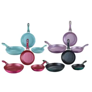 3 Frying Pan COMBO with marble coating- Juego de 3 Sartenes de Aluminio Fundido con cobertura de Marmol Aluminium Cookware