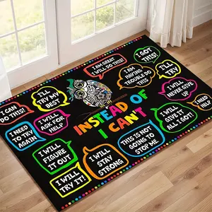 Traditional Inspirational "I Can Do It" Growth Mindset Faux Diatomaceous Earth Bath Mat, Non-Slip 1000gsm Rubber Backing, Colorful Home Decor Mat for Bathroom, Entryway, Wood Floor